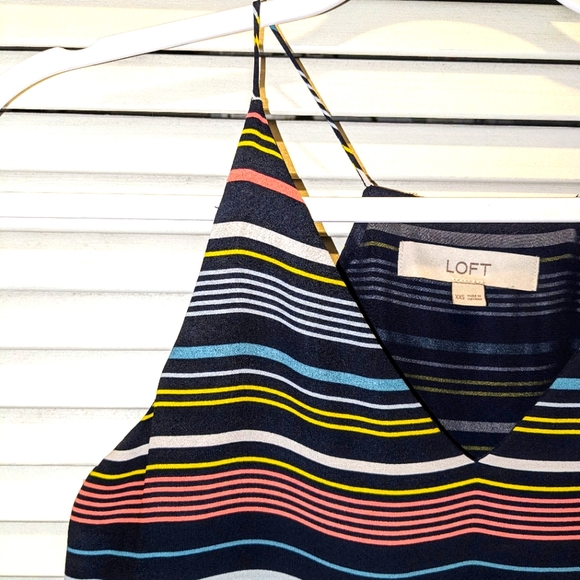 LOFT Multicolor vertical striped sleeveless lightweight blouse Women's size XXS - Picture 7 of 7